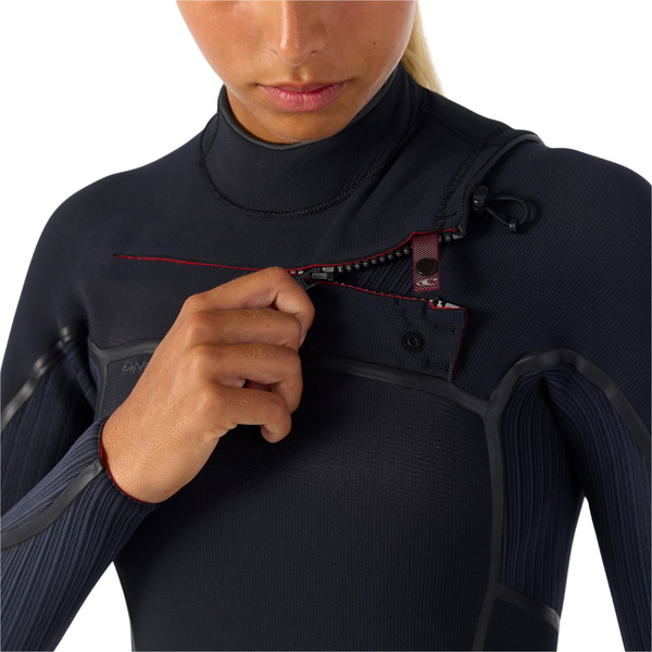 2026 O'Neill Dames Hyperfreak Fire 4/3+mm Borst Ritssluiting Wetsuit 5664 - Black / Black